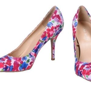 NINE WEST WATERCOLOR FLORAL HEELS